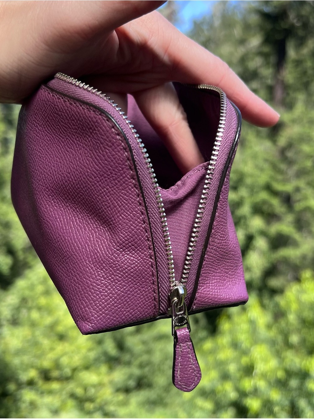 COACH Makeup Bag Small Purple Cosmetic Pouch with Silver Hardware AUTHENTIC - Picture 5 of 11